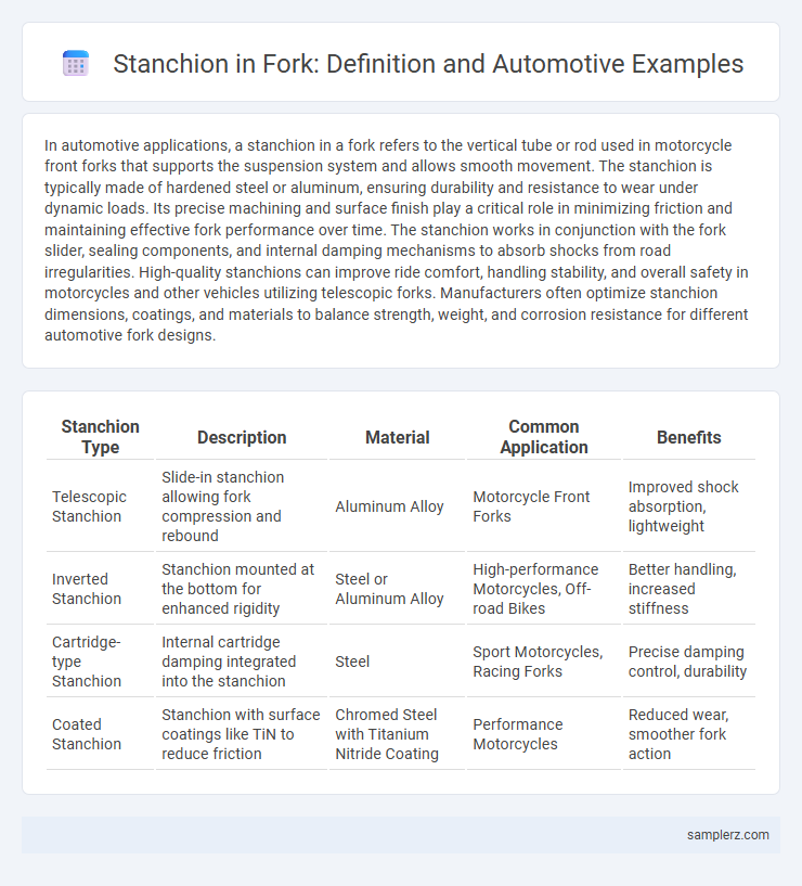Stanchion in Fork: Definition and Automotive Examples