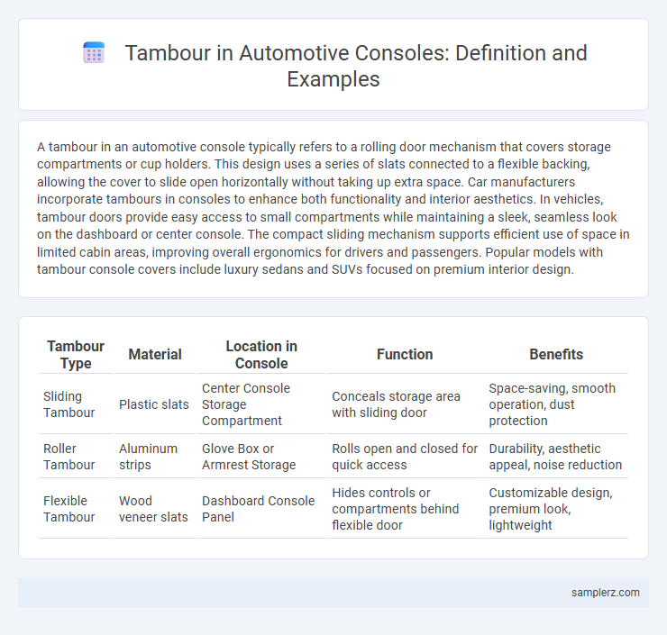Tambour in Automotive Consoles: Definition and Examples
