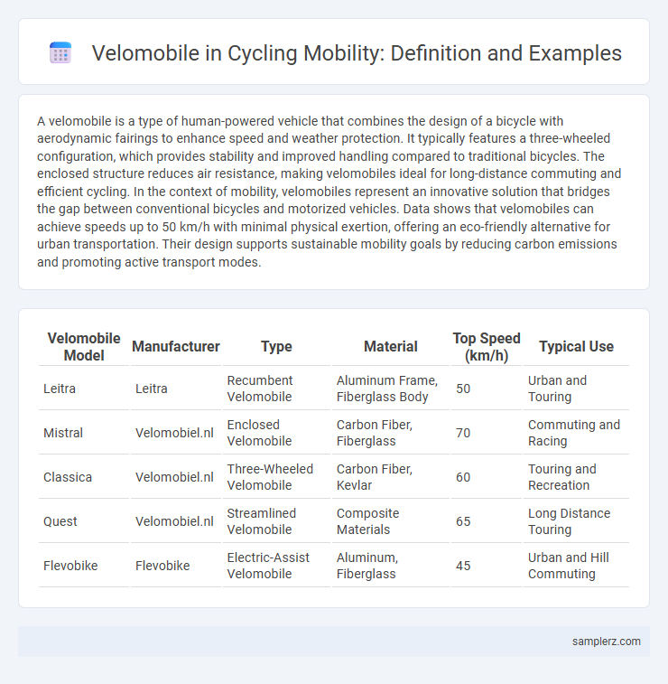 Velomobile in Cycling Mobility: Definition and Examples