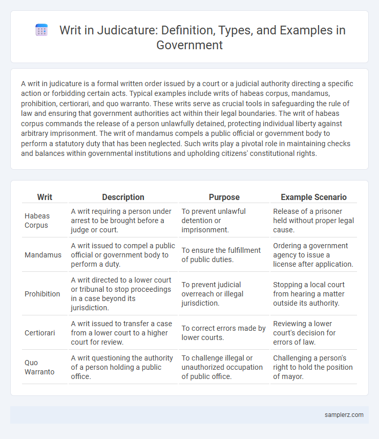 Writ in Judicature: Definition, Types, and Examples in Government
