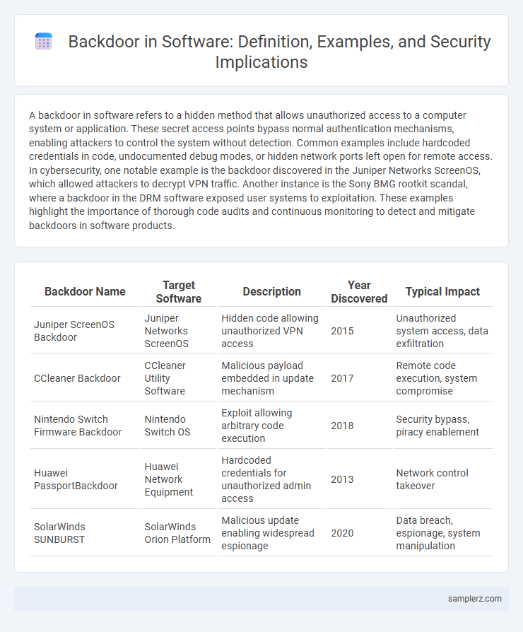 Backdoor in Software: Definition, Examples, and Security Implications