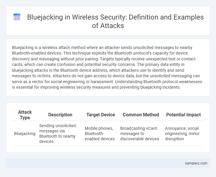 Bluejacking in Wireless Security: Definition and Examples of Attacks