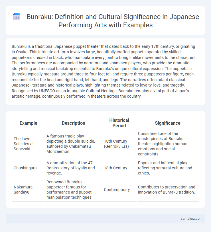 Bunraku: Definition and Cultural Significance in Japanese Performing Arts with Examples