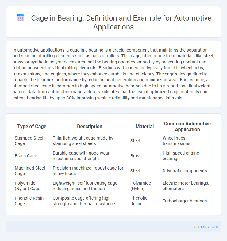 Cage in Bearing: Definition and Example for Automotive Applications