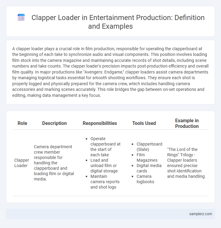 Clapper Loader in Entertainment Production: Definition and Examples