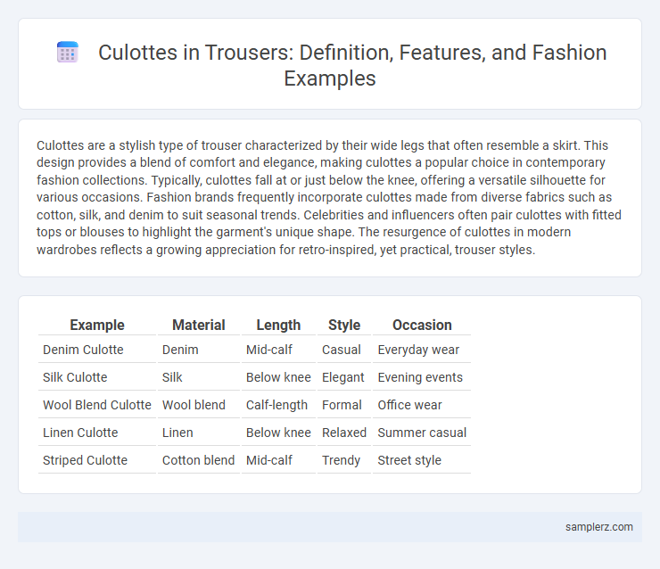 Culottes in Trousers: Definition, Features, and Fashion Examples