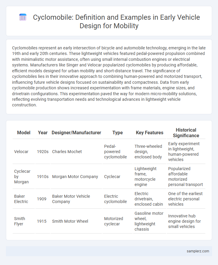 Cyclomobile: Definition and Examples in Early Vehicle Design for Mobility
