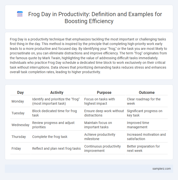 Frog Day in Productivity: Definition and Examples for Boosting Efficiency