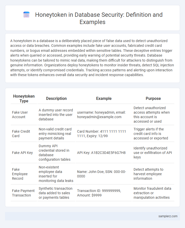 Honeytoken in Database Security: Definition and Examples