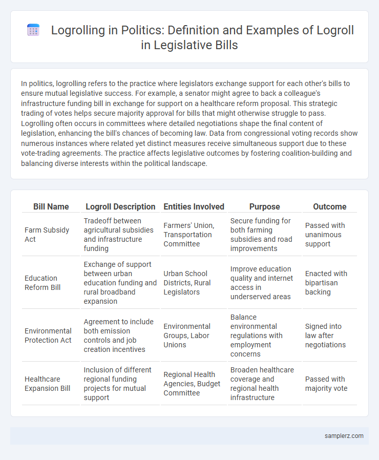 Logrolling in Politics: Definition and Examples of Logroll in Legislative Bills