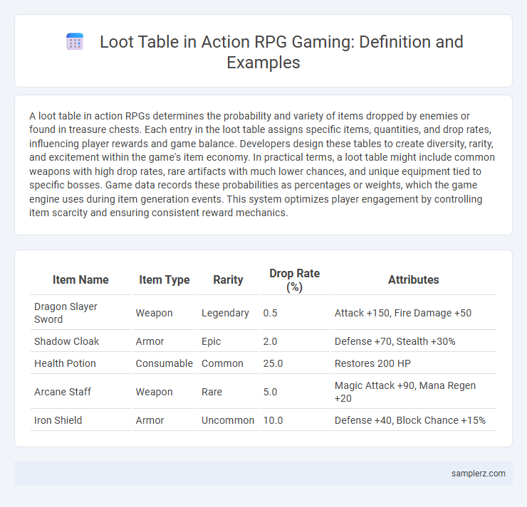 Loot Table in Action RPG Gaming: Definition and Examples
