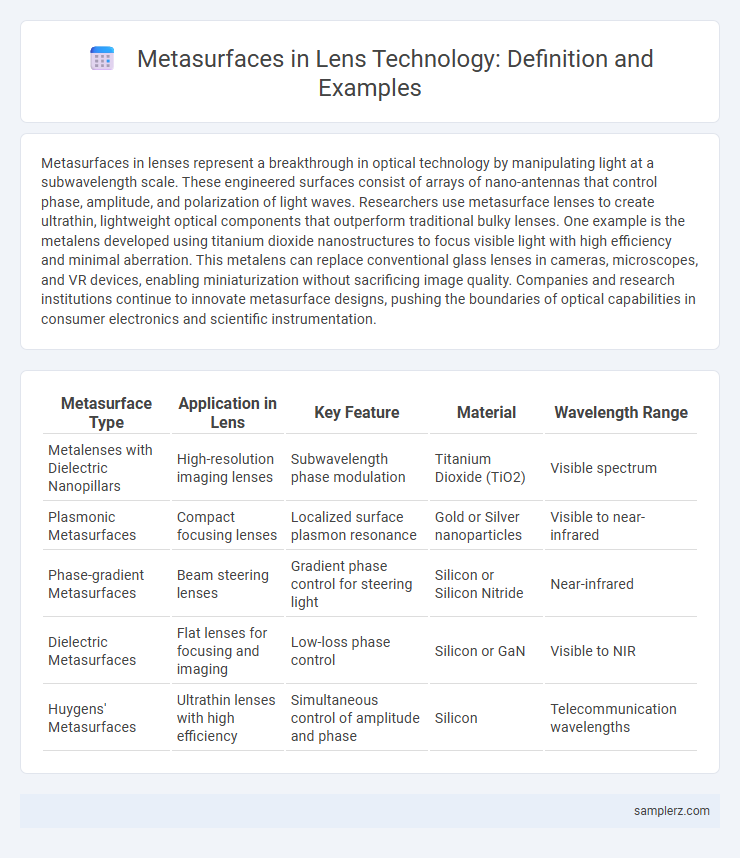 Metasurfaces in Lens Technology: Definition and Examples