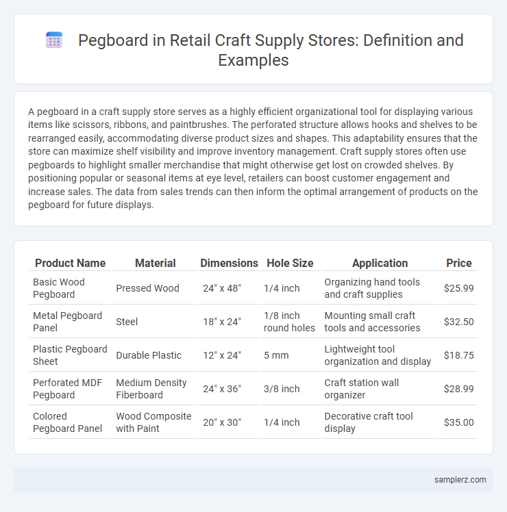 Pegboard in Retail Craft Supply Stores: Definition and Examples