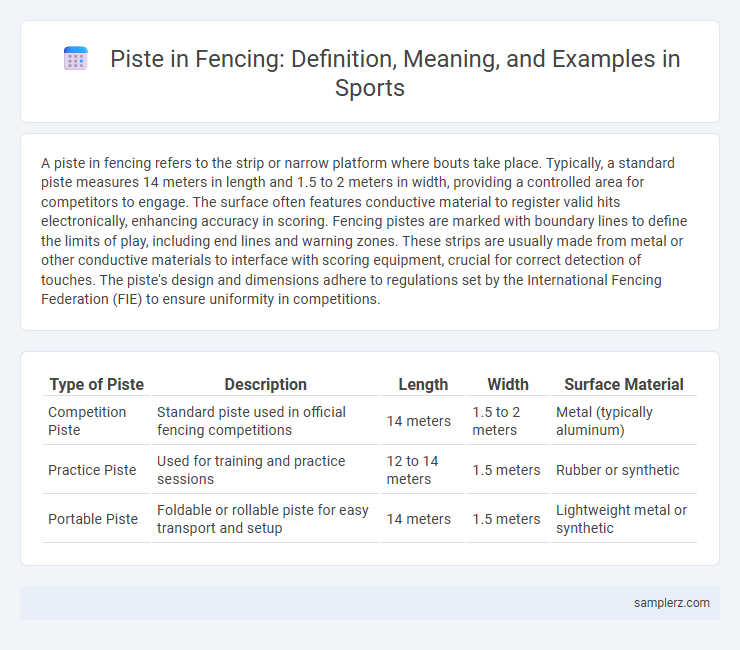 Piste in Fencing: Definition, Meaning, and Examples in Sports