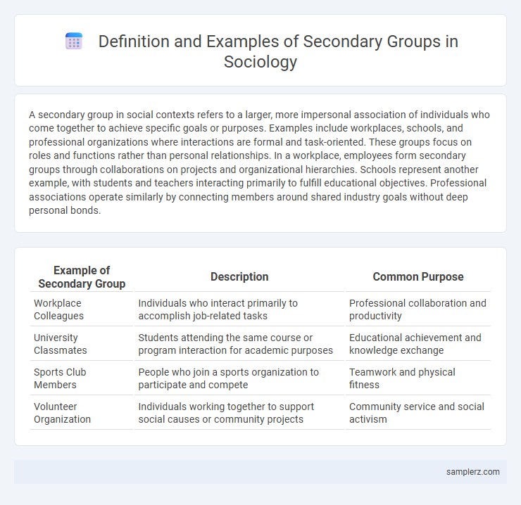 Definition and Examples of Secondary Groups in Sociology
