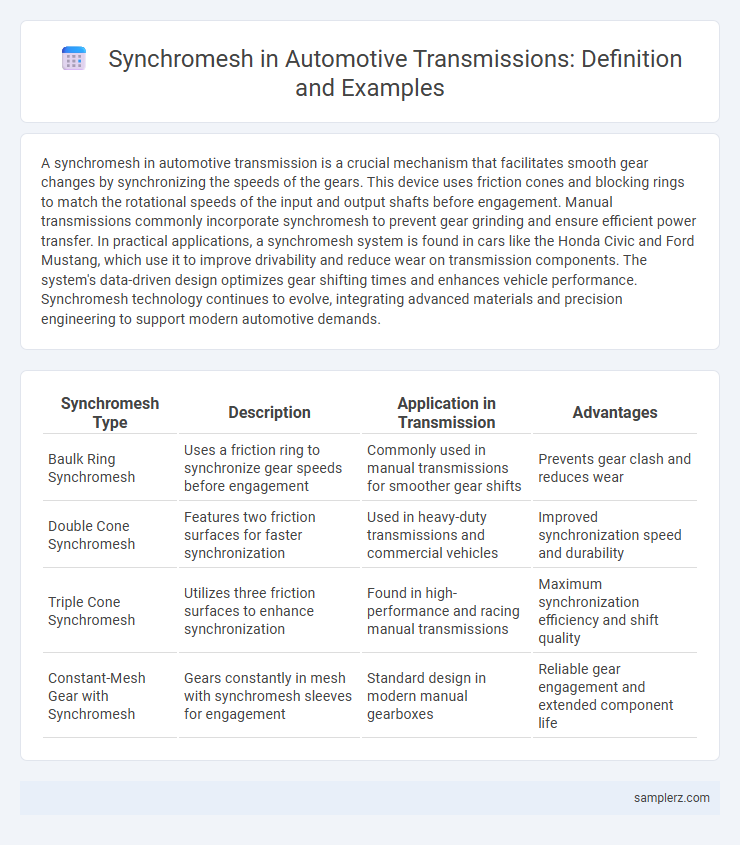 Synchromesh in Automotive Transmissions: Definition and Examples