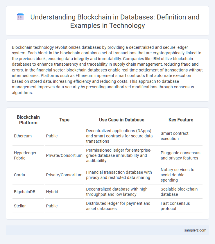 Understanding Blockchain in Databases: Definition and Examples in Technology