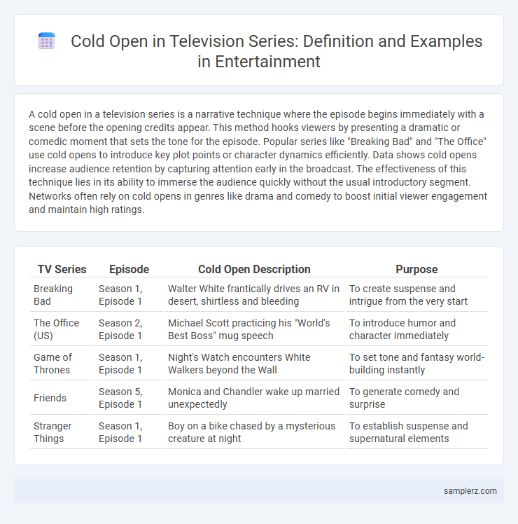 Cold Open in Television Series: Definition and Examples in Entertainment