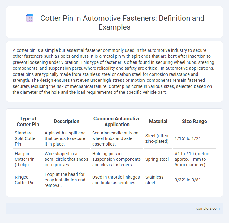 Cotter Pin in Automotive Fasteners: Definition and Examples