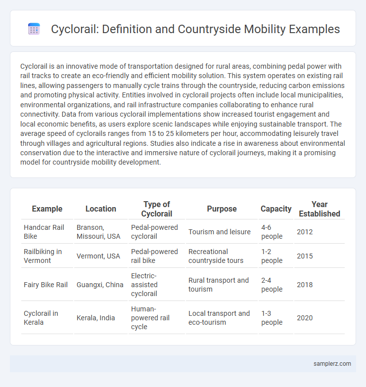 Cyclorail: Definition and Countryside Mobility Examples