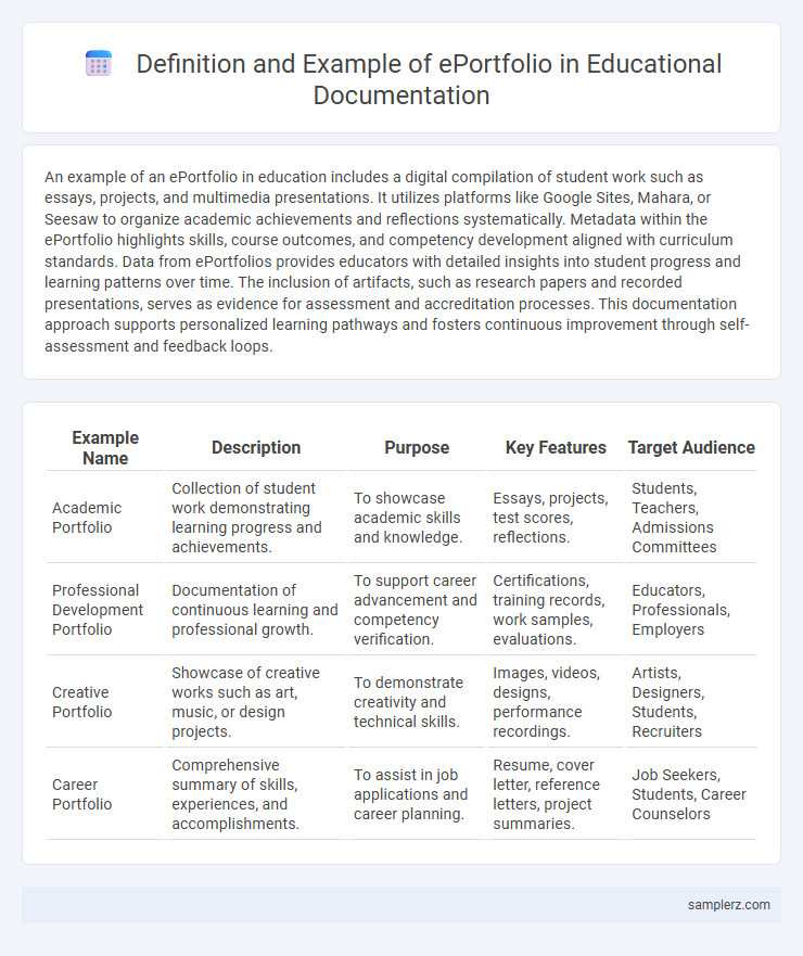 Definition and Example of ePortfolio in Educational Documentation