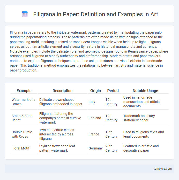 Filigrana in Paper: Definition and Examples in Art