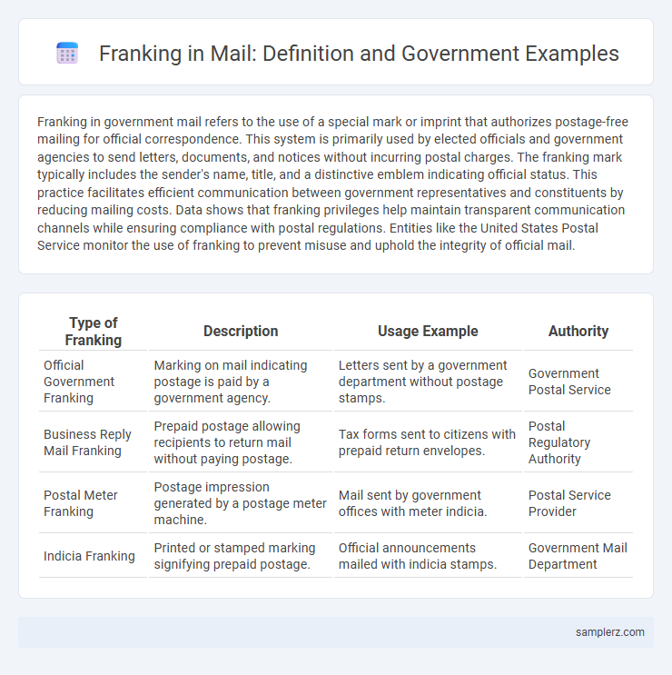 Franking in Mail: Definition and Government Examples