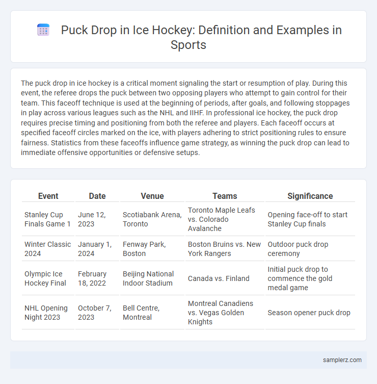 Puck Drop in Ice Hockey: Definition and Examples in Sports