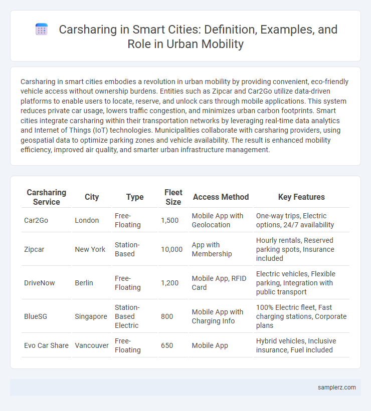 Carsharing in Smart Cities: Definition, Examples, and Role in Urban Mobility