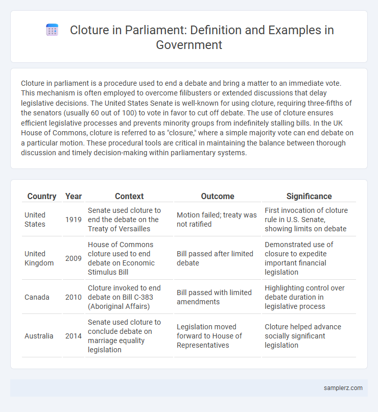Cloture in Parliament: Definition and Examples in Government