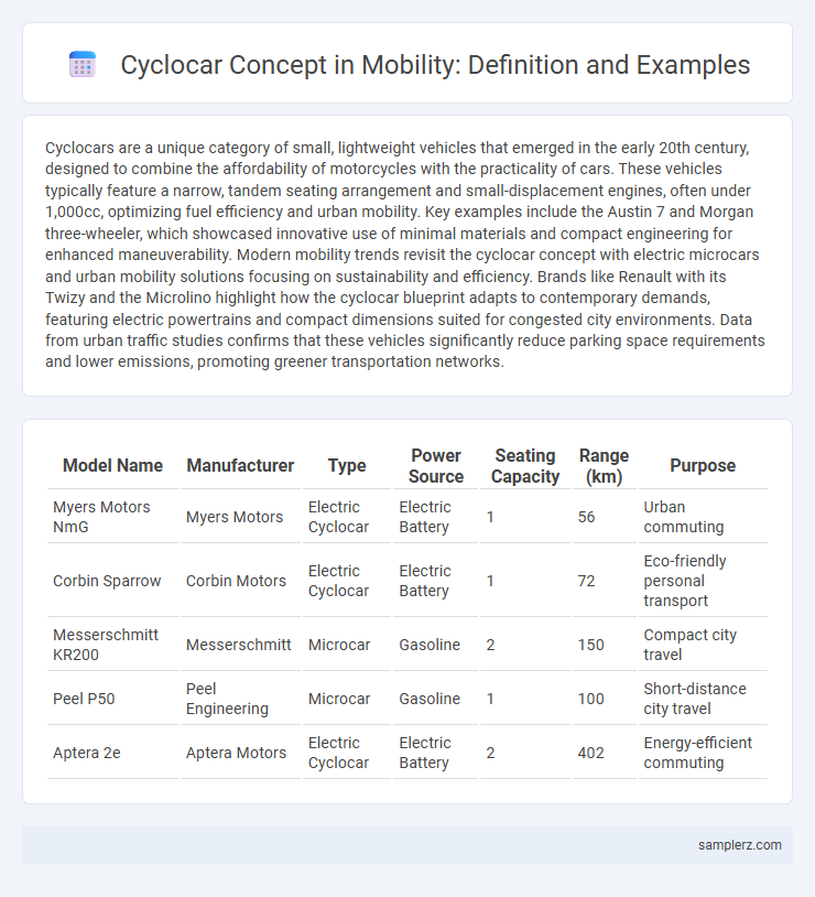 Cyclocar Concept in Mobility: Definition and Examples