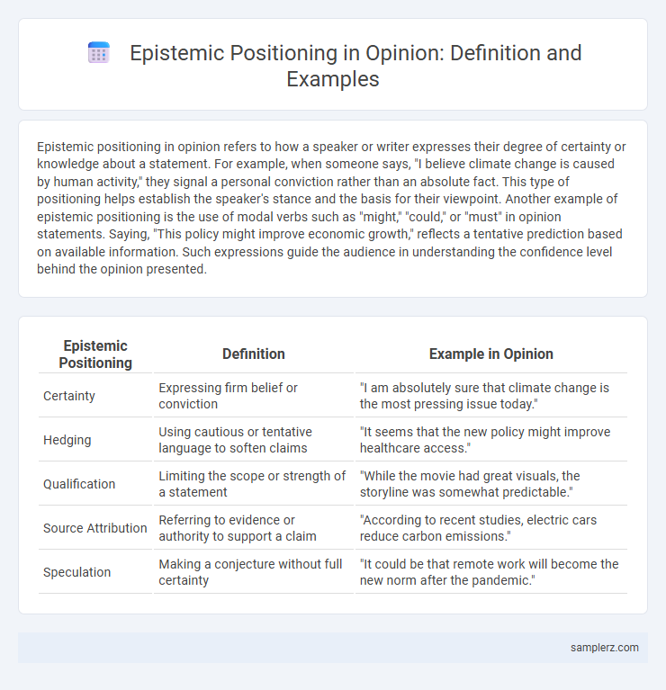 Epistemic Positioning in Opinion: Definition and Examples