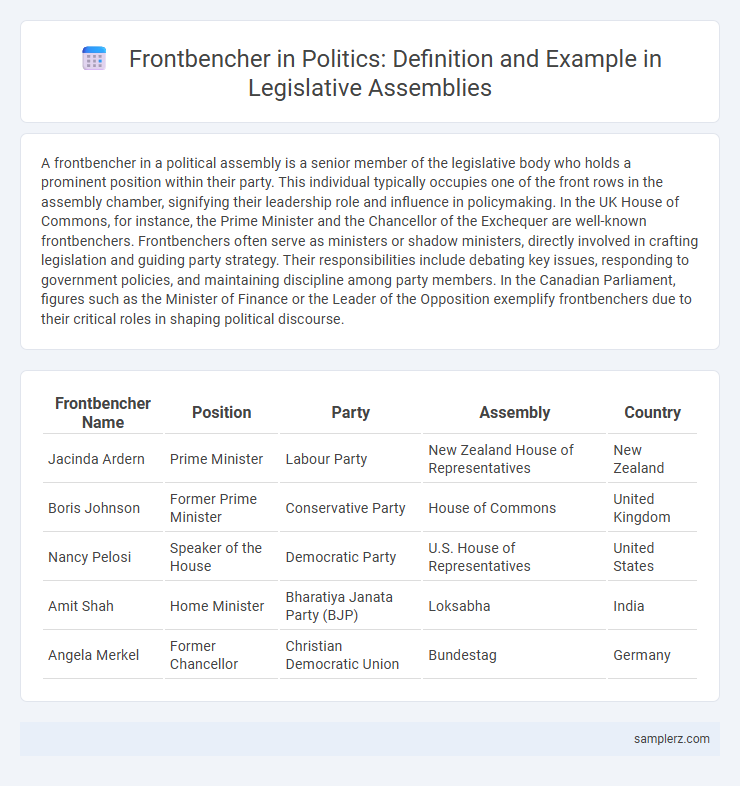 Frontbencher in Politics: Definition and Example in Legislative Assemblies