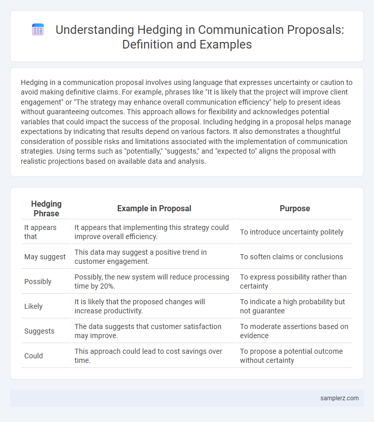 Understanding Hedging in Communication Proposals: Definition and Examples