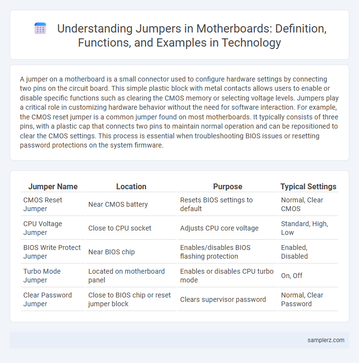 Understanding Jumpers in Motherboards: Definition, Functions, and Examples in Technology
