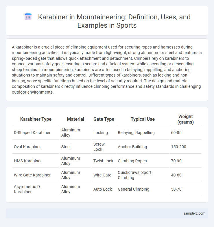 Karabiner in Mountaineering: Definition, Uses, and Examples in Sports