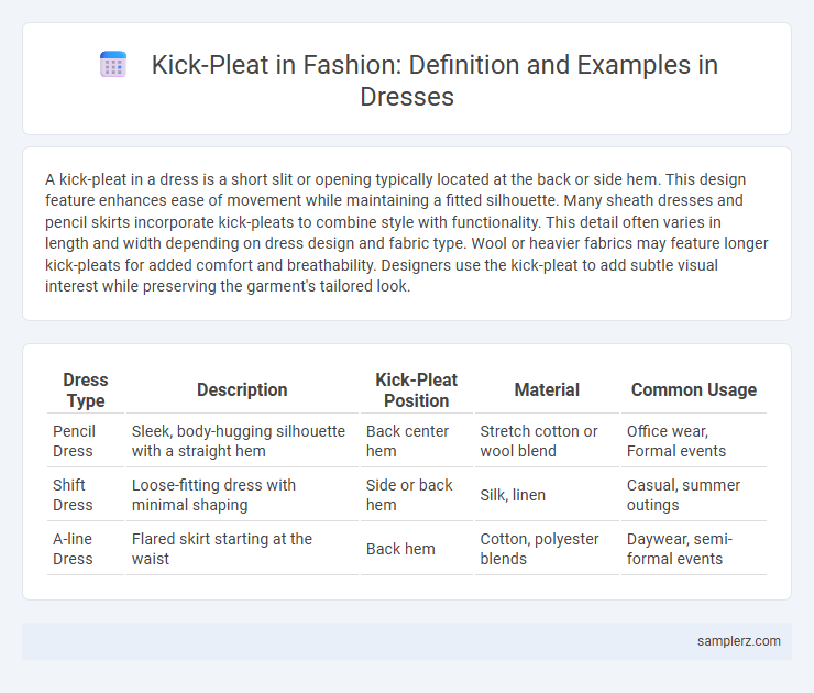 Kick-Pleat in Fashion: Definition and Examples in Dresses