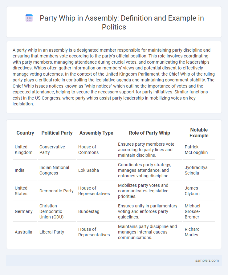 Party Whip in Assembly: Definition and Example in Politics