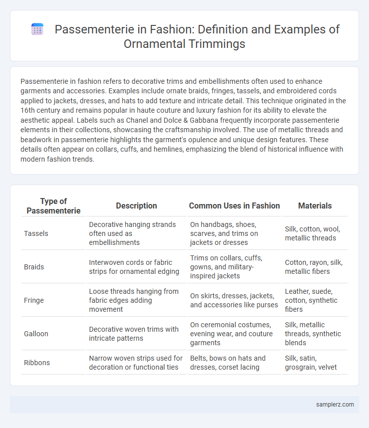 Passementerie in Fashion: Definition and Examples of Ornamental Trimmings