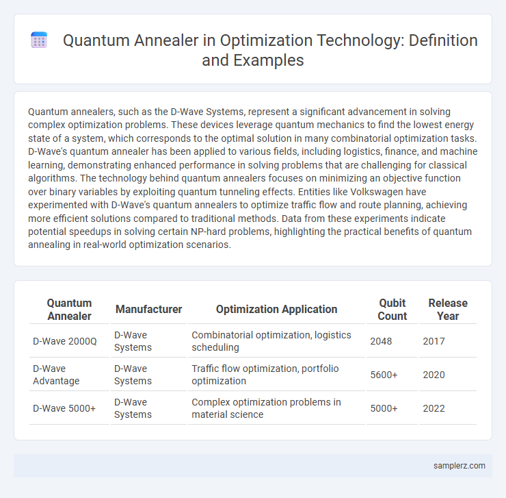 Quantum Annealer in Optimization Technology: Definition and Examples