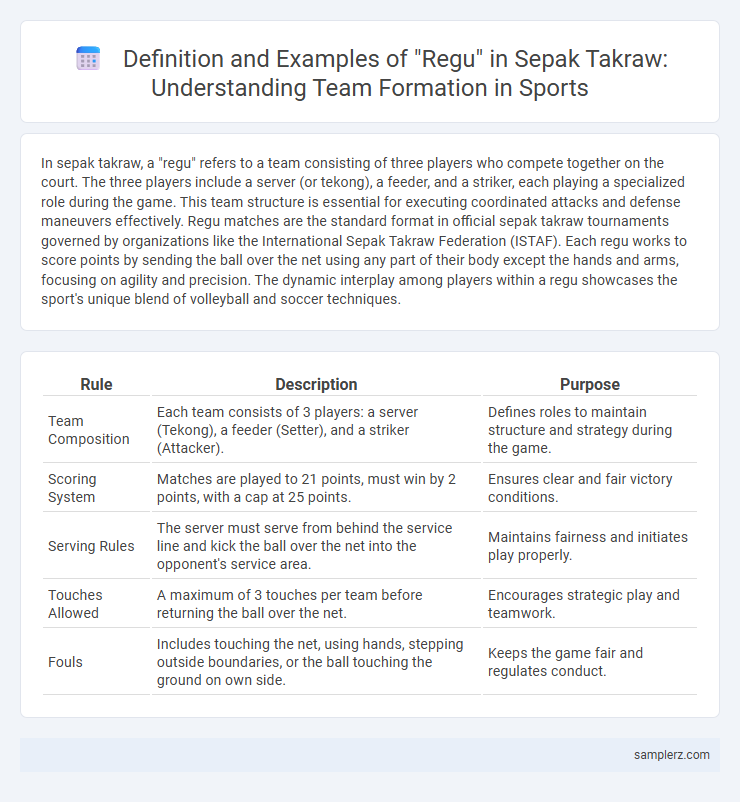Definition and Examples of Regu in Sepak Takraw: Understanding Team Formation in Sports