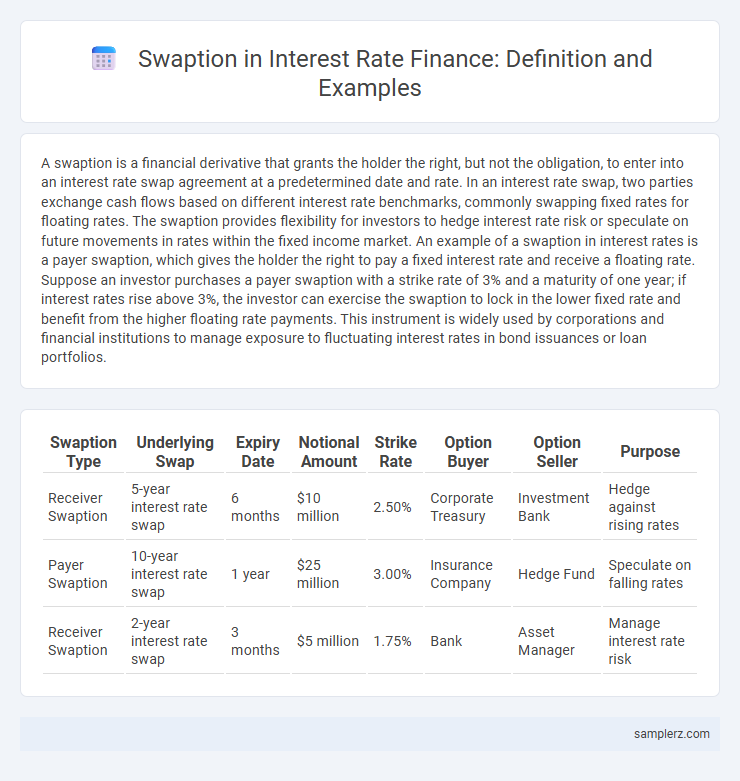 Swaption in Interest Rate Finance: Definition and Examples