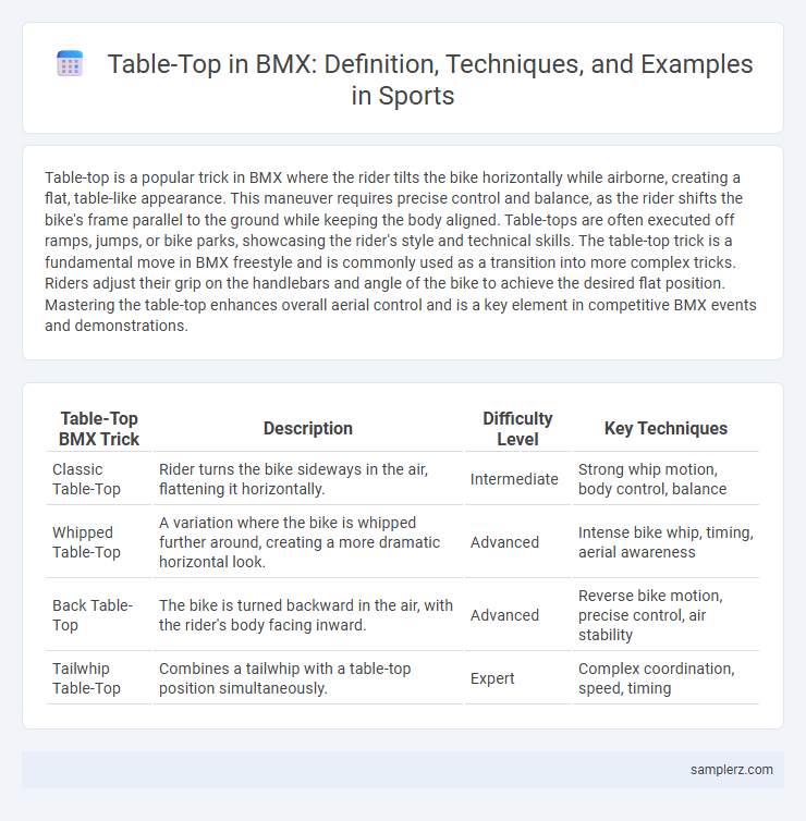 Table-Top in BMX: Definition, Techniques, and Examples in Sports
