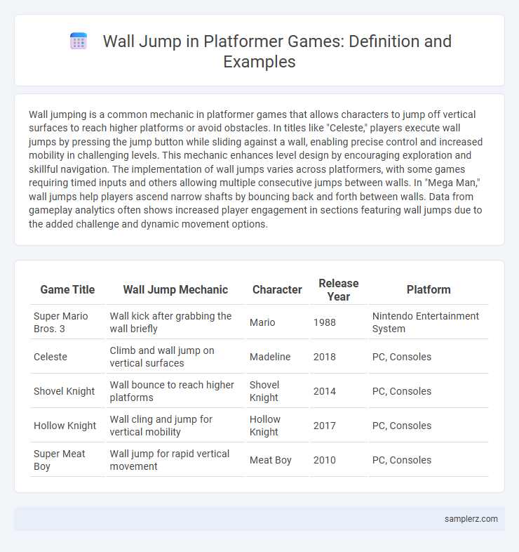 Wall Jump in Platformer Games: Definition and Examples